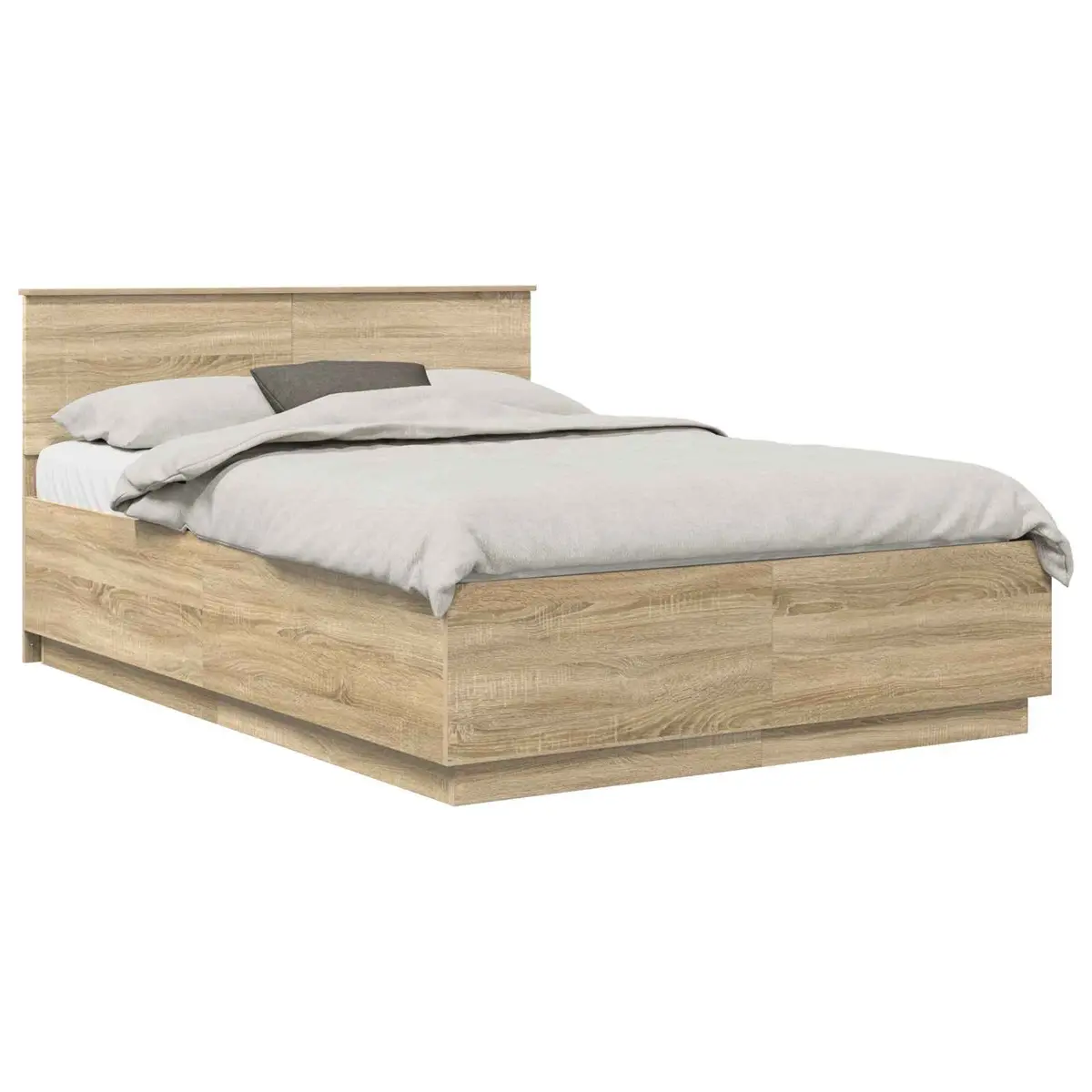 Bed Frame Engineered Wood Brown 150 x 200 cm Modern Adjustable Wall-Mounted Headboard