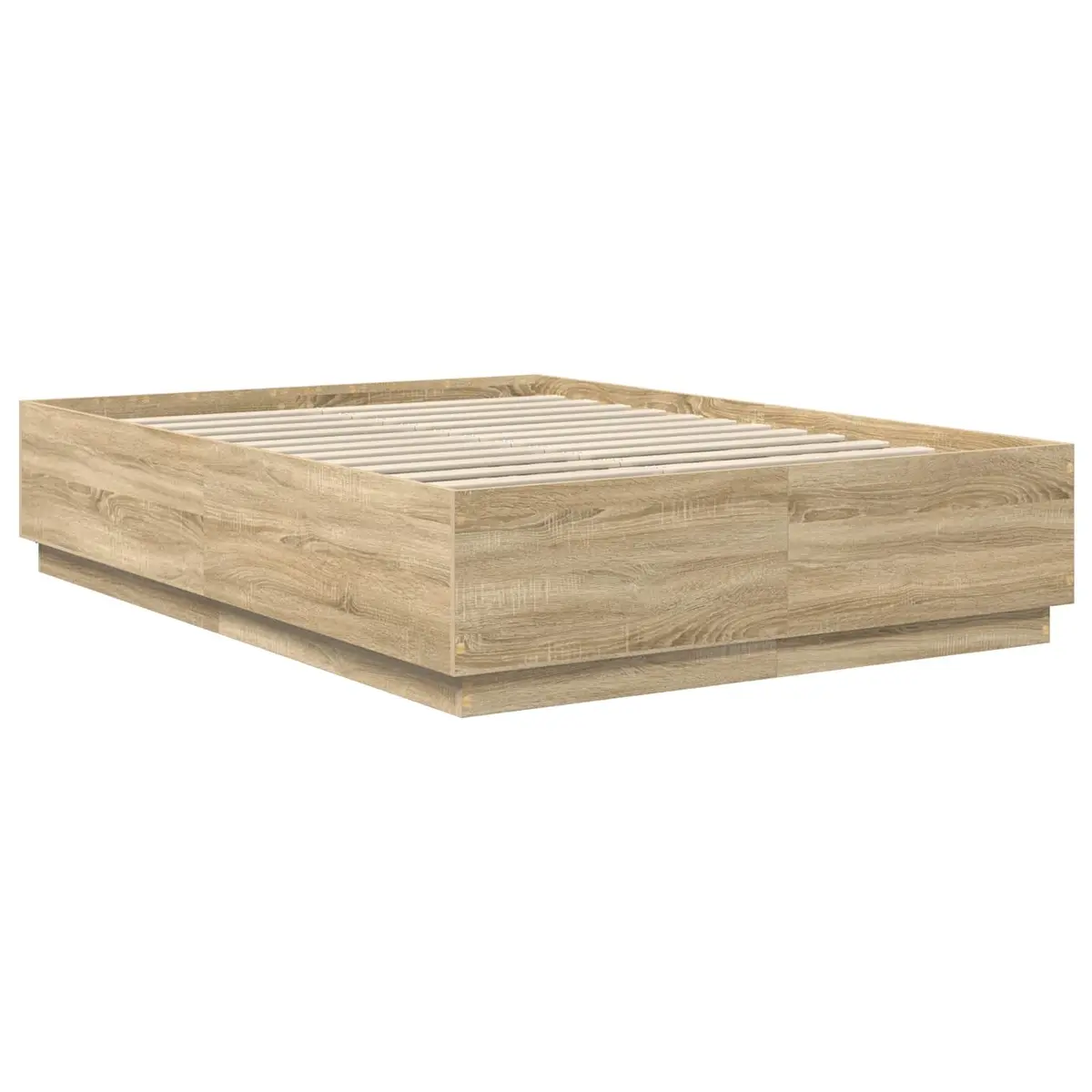 Bed Frame Engineered Wood Brown 150 x 200 cm Modern Adjustable Wall-Mounted Headboard