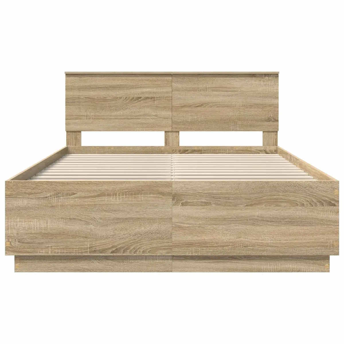 Bed Frame Engineered Wood Brown 150 x 200 cm Modern Adjustable Wall-Mounted Headboard
