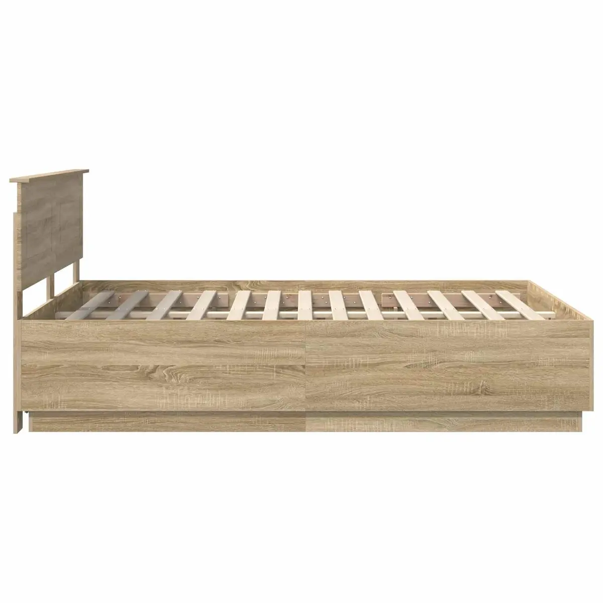 Bed Frame Engineered Wood Brown 150 x 200 cm Modern Adjustable Wall-Mounted Headboard