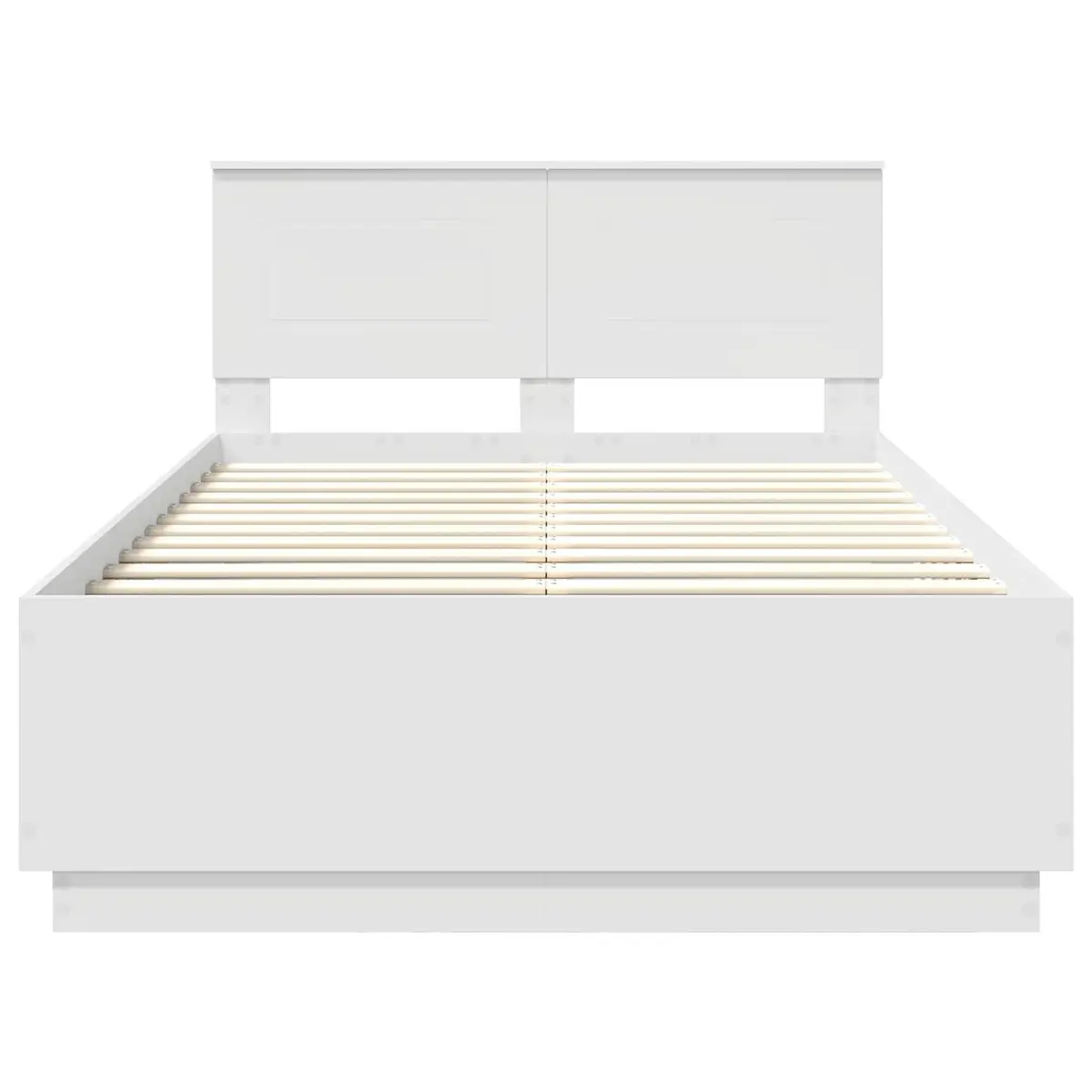 Bed Frame with Wall-Mounted Headboard White 135 x 190 cm Modern Bedroom