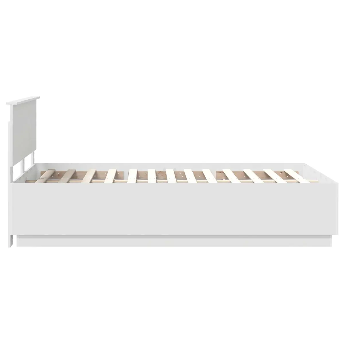 Bed Frame with Wall-Mounted Headboard White 135 x 190 cm Modern Bedroom