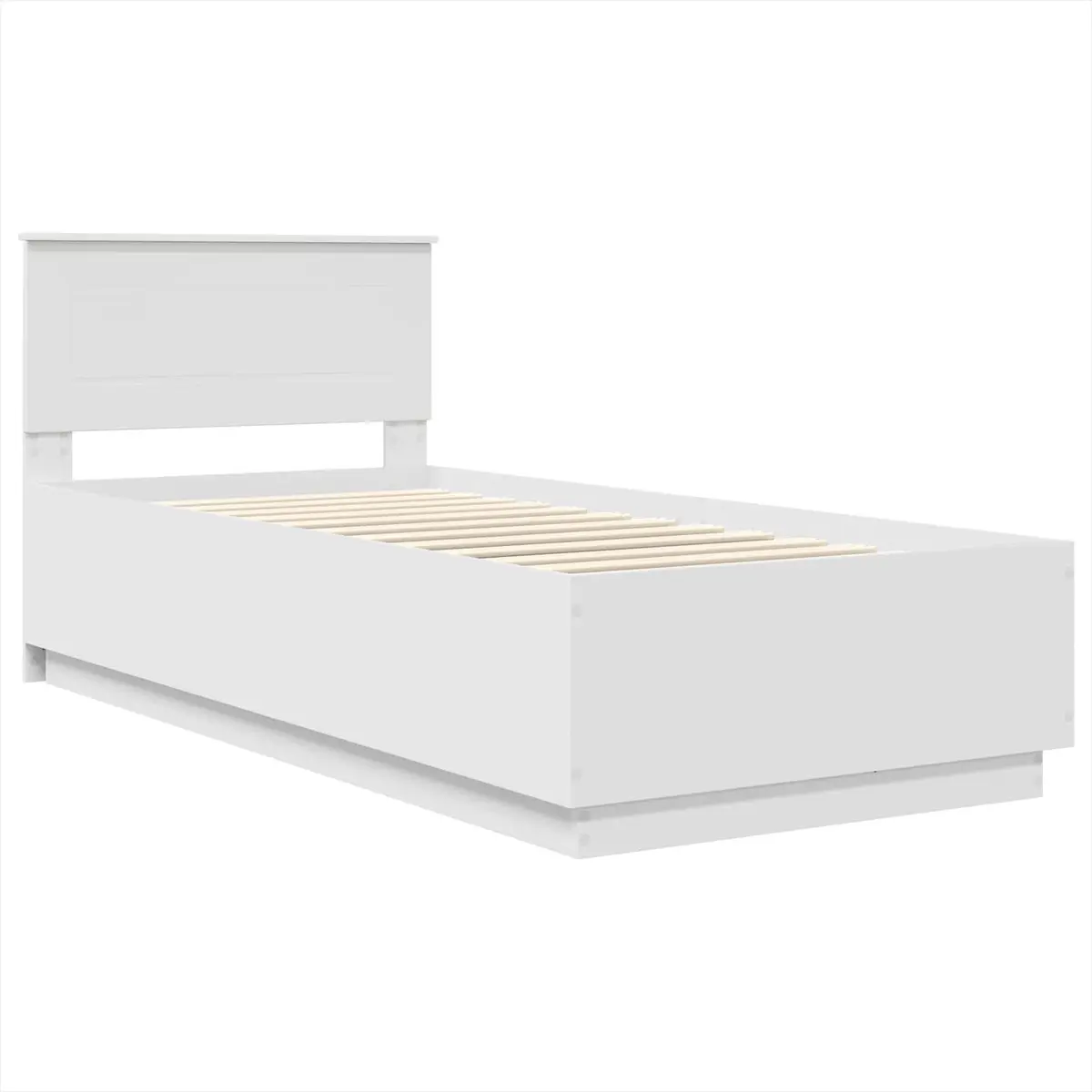 Bed Frame Engineered Wood 90 x 190 cm White Modern Minimalist