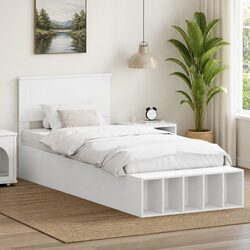 Functional White Bed Frame with Shelving for Modern Homes