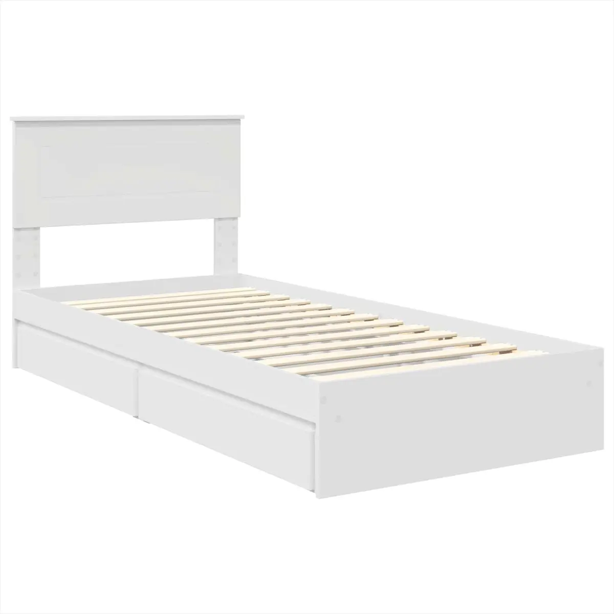 White Storage Bed Frame with Headboard