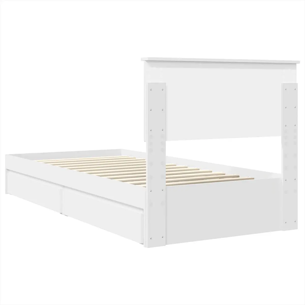 White Storage Bed Frame with Headboard