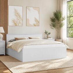 Versatile White Bed Frame with Headboard for Any Bedroom