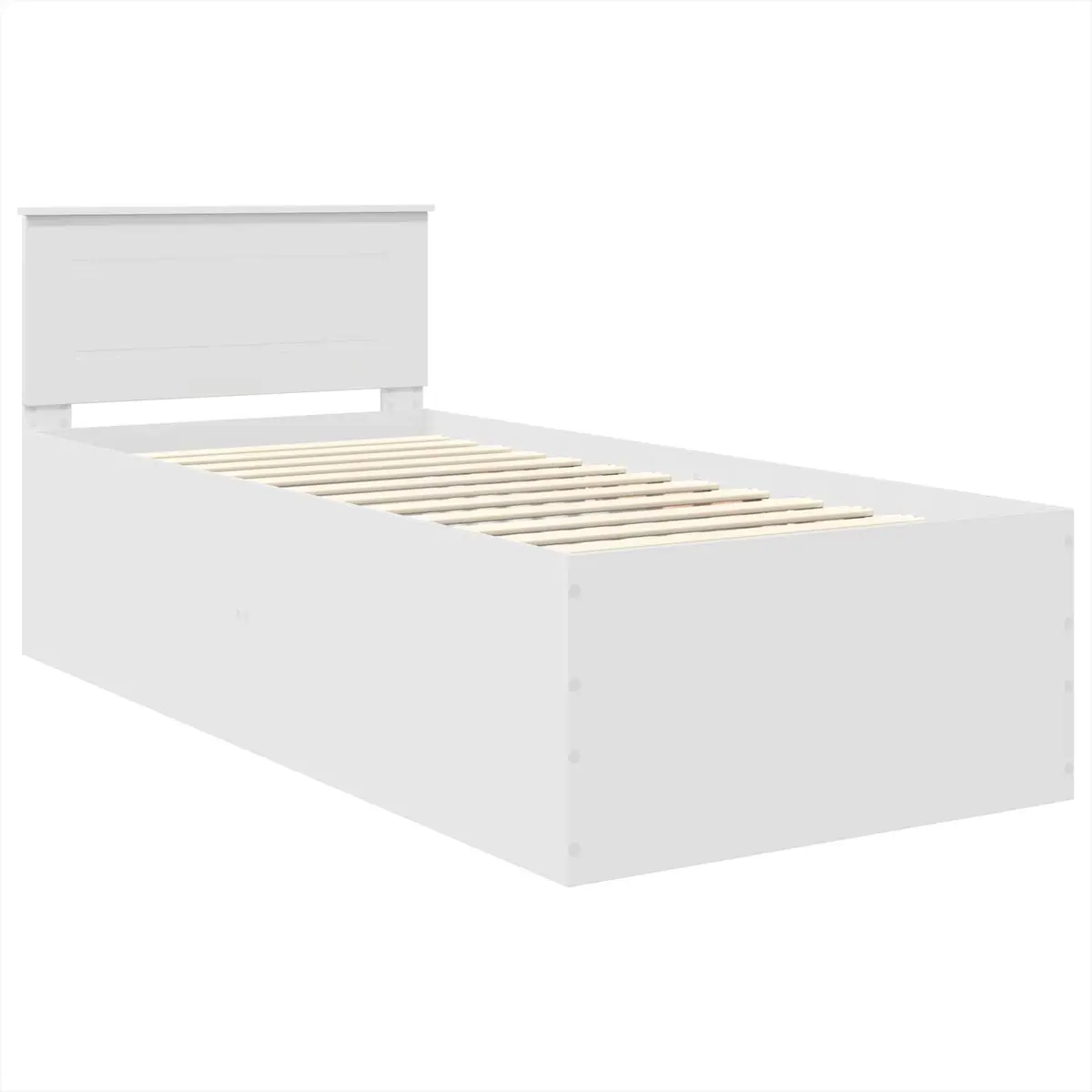 Bed Frame Engineered Wood White 90x190cm with Integrated Headboard for Contemporary Bedroom
