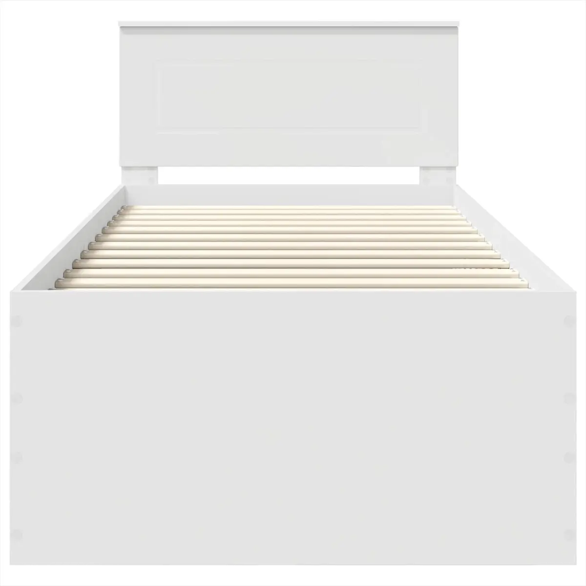 Bed Frame Engineered Wood White 90x190cm with Integrated Headboard for Contemporary Bedroom