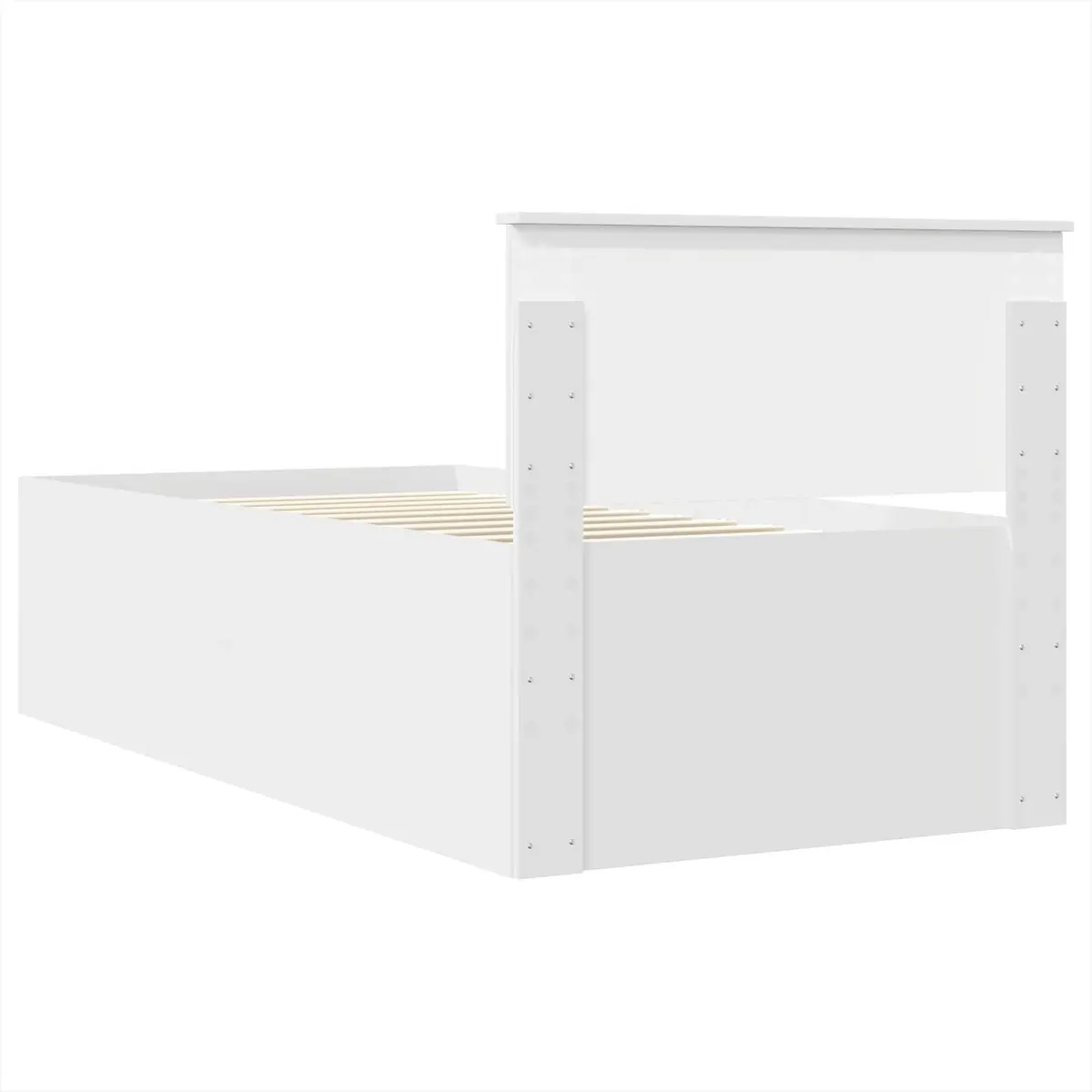 Bed Frame Engineered Wood White 90x190cm with Integrated Headboard for Contemporary Bedroom