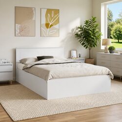 Practical White Bed Frame with Headboard for Any Bedroom
