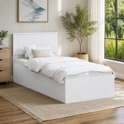 Practical White Bed Frame with Headboard for Any Room