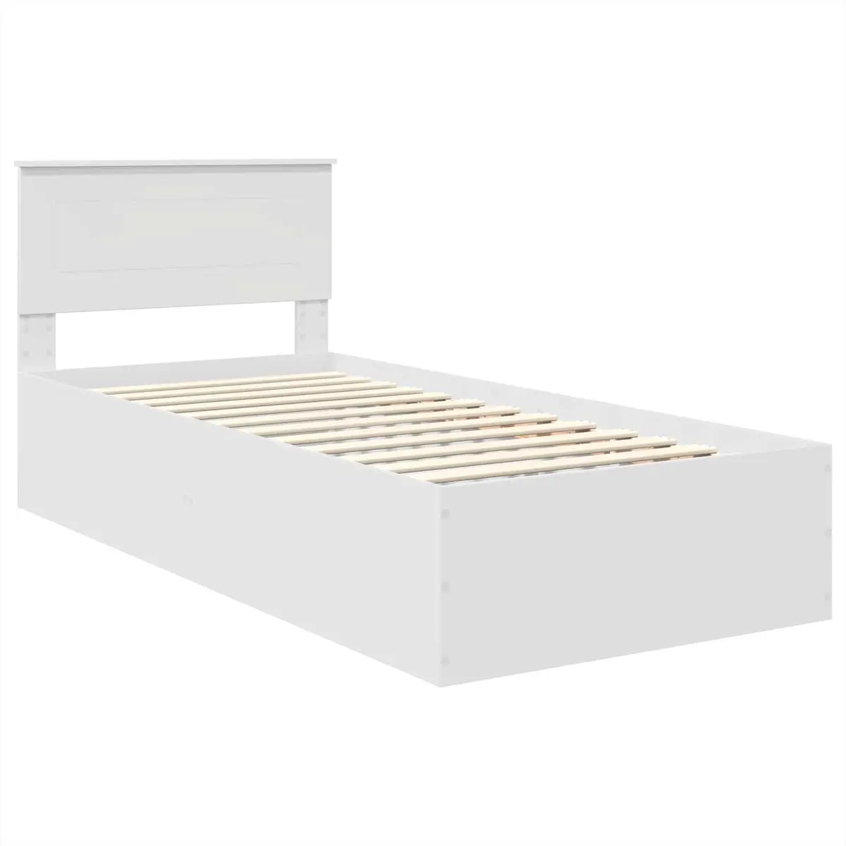 Bed Frame Platform Engineered Wood 90 x 190 cm White with Headboard Slatted Base