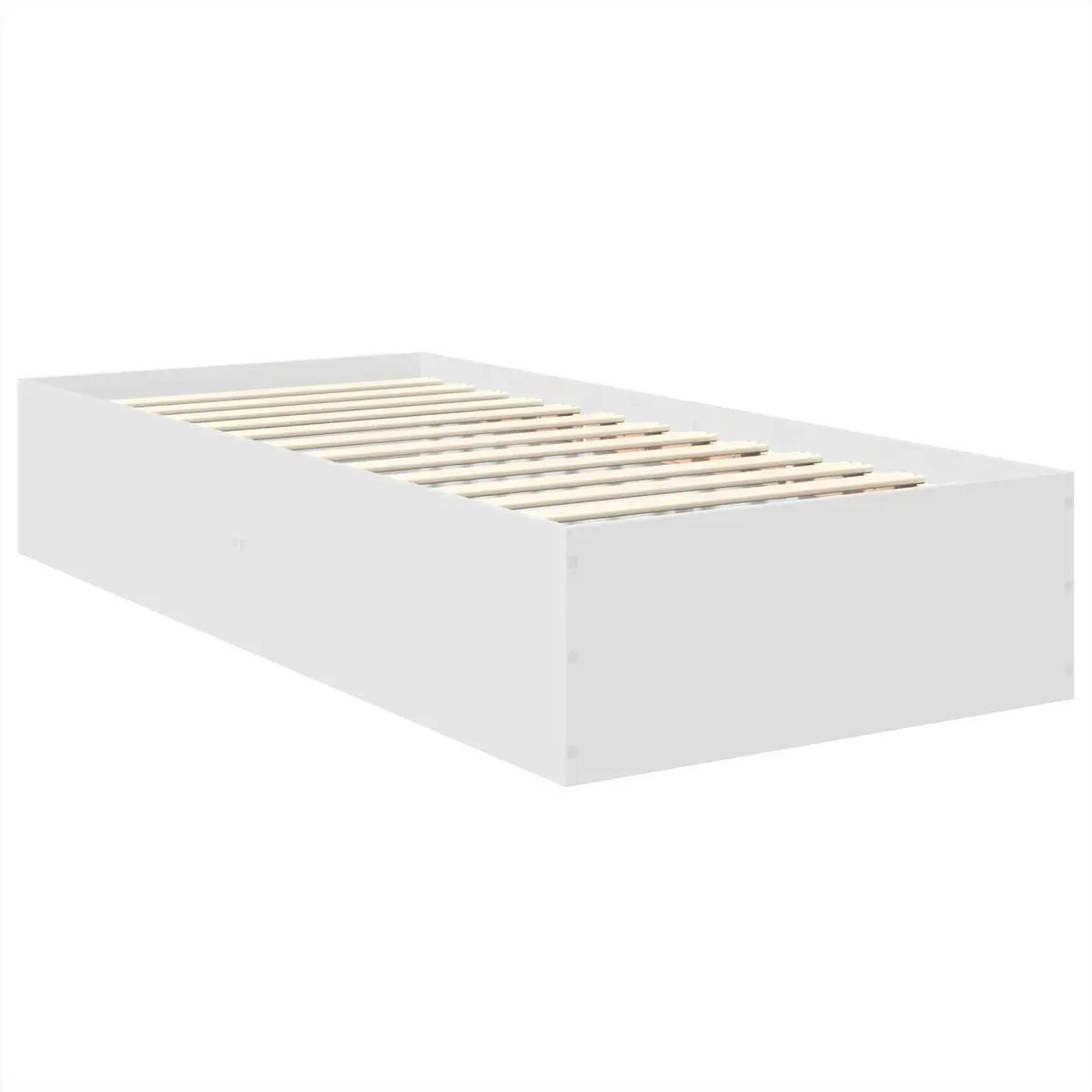 Bed Frame Platform Engineered Wood 90 x 190 cm White with Headboard Slatted Base