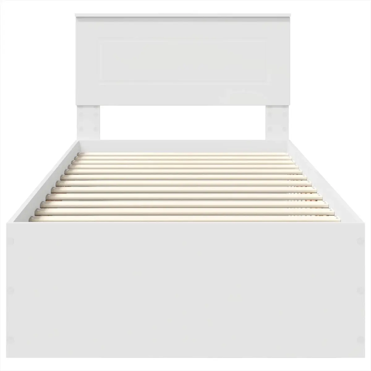 Bed Frame Platform Engineered Wood 90 x 190 cm White with Headboard Slatted Base
