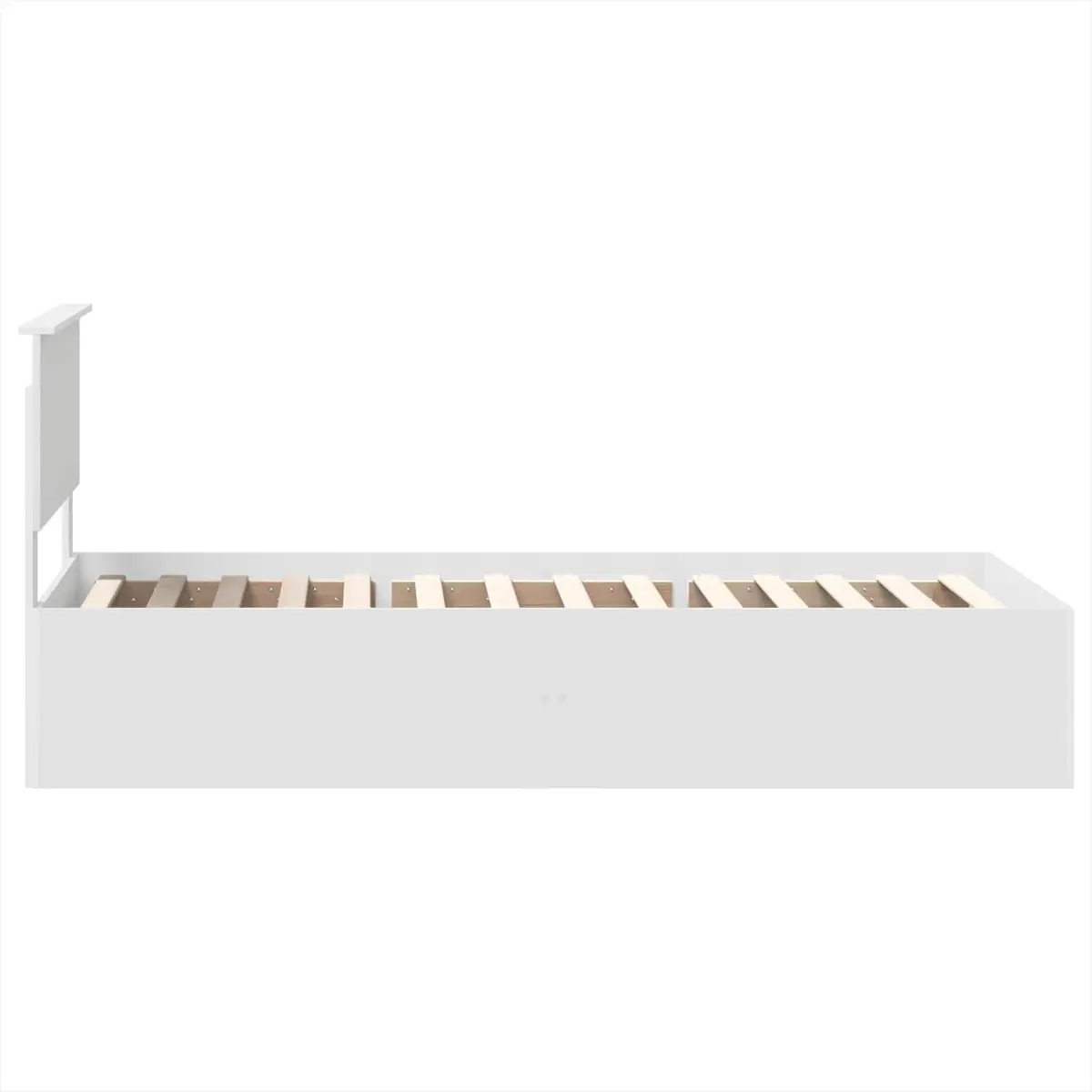 Bed Frame Platform Engineered Wood 90 x 190 cm White with Headboard Slatted Base