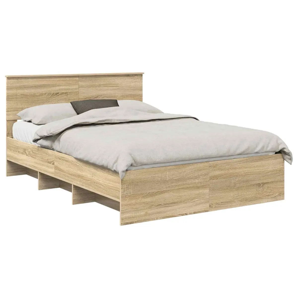 Bed Frame 150 x 200 cm Modern Engineered Wood with Headboard Brown Bedroom