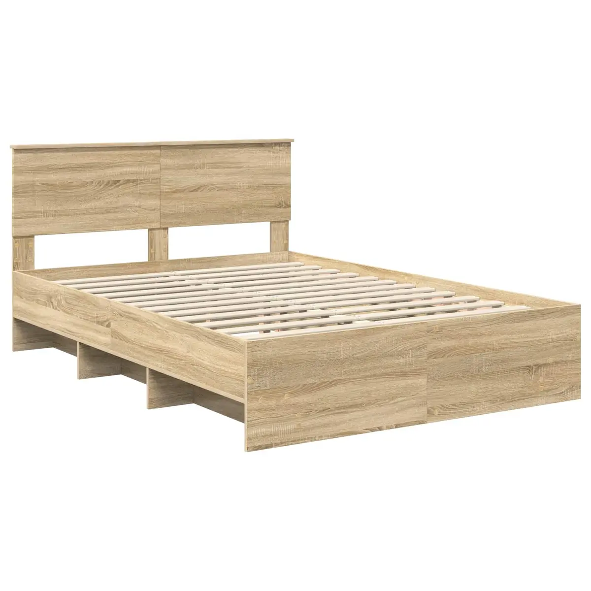 Bed Frame 150 x 200 cm Modern Engineered Wood with Headboard Brown Bedroom