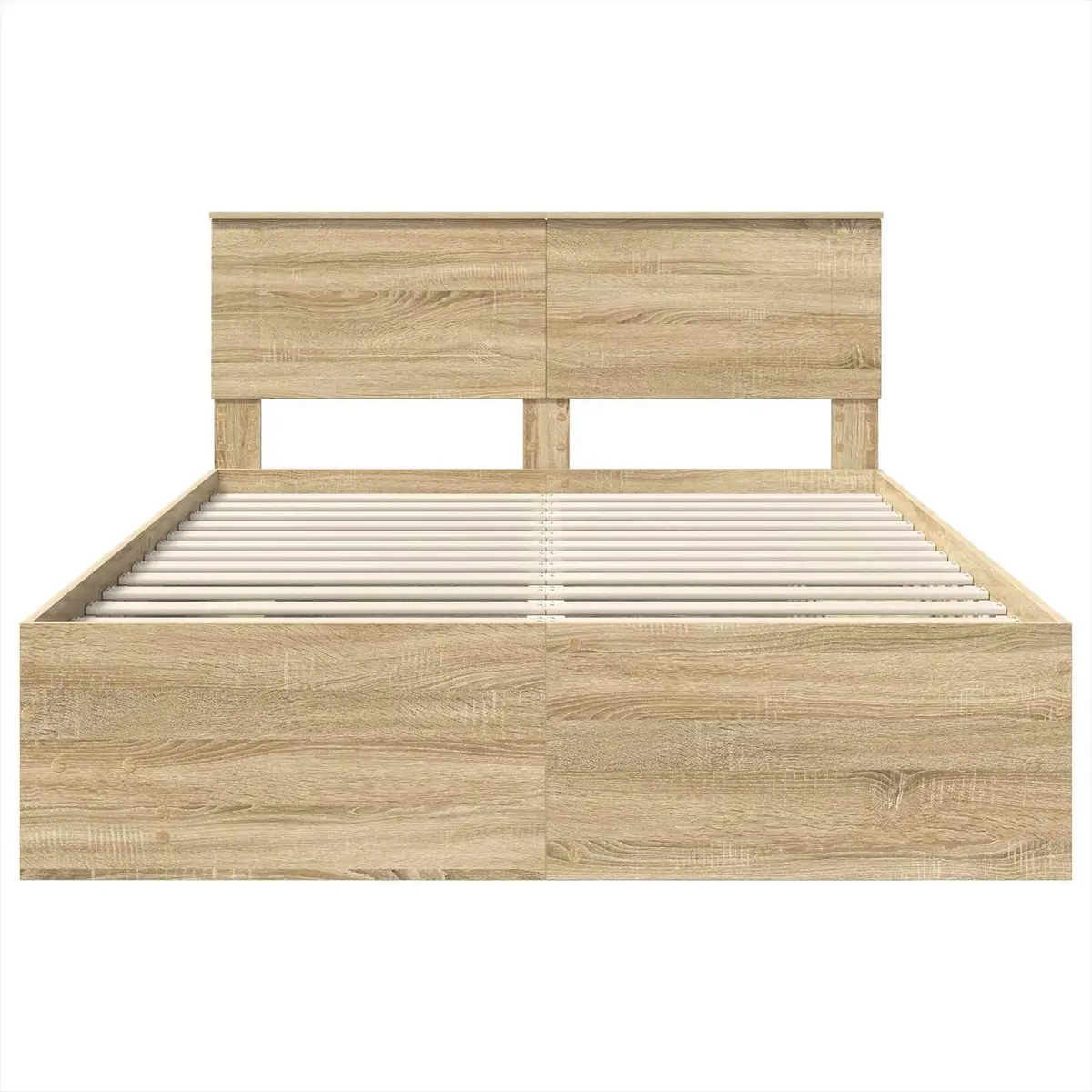 Bed Frame 150 x 200 cm Modern Engineered Wood with Headboard Brown Bedroom