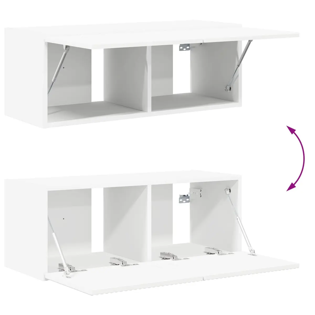 TV Wall Cabinet Set Engineered Wood 4 Piece White Modern Wall-Mounted Storage Shelves