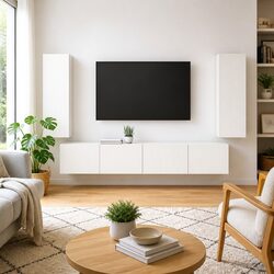 Practical 4-Piece White TV Cabinet for Any Living Room