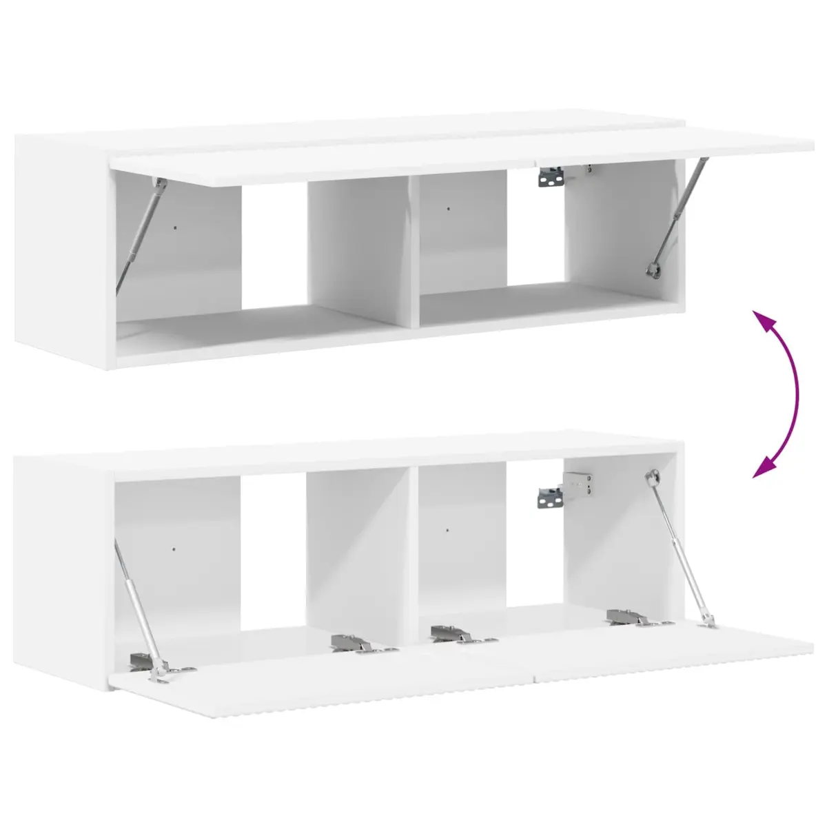 TV Wall Cabinet Set Engineered Wood 4 Piece White Wall-Mounted Storage Entertainment Media Unit