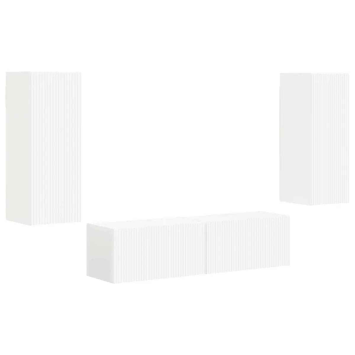 Wall-mounted TV Cabinet Set Engineered Wood 2 Pieces White Modern Living Room Storage Unit