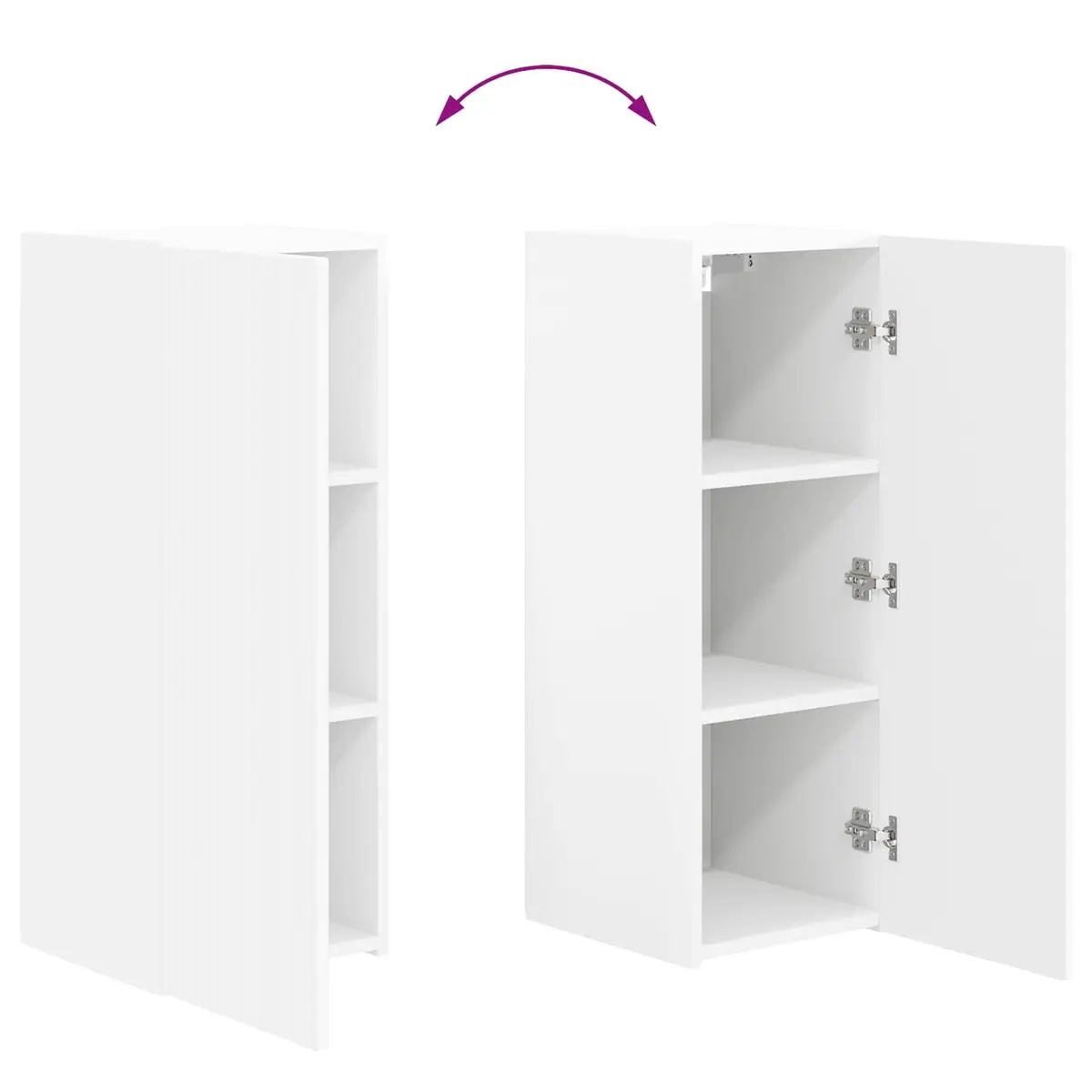 Wall-mounted TV Cabinet Set Engineered Wood 2 Pieces White Modern Living Room Storage Unit