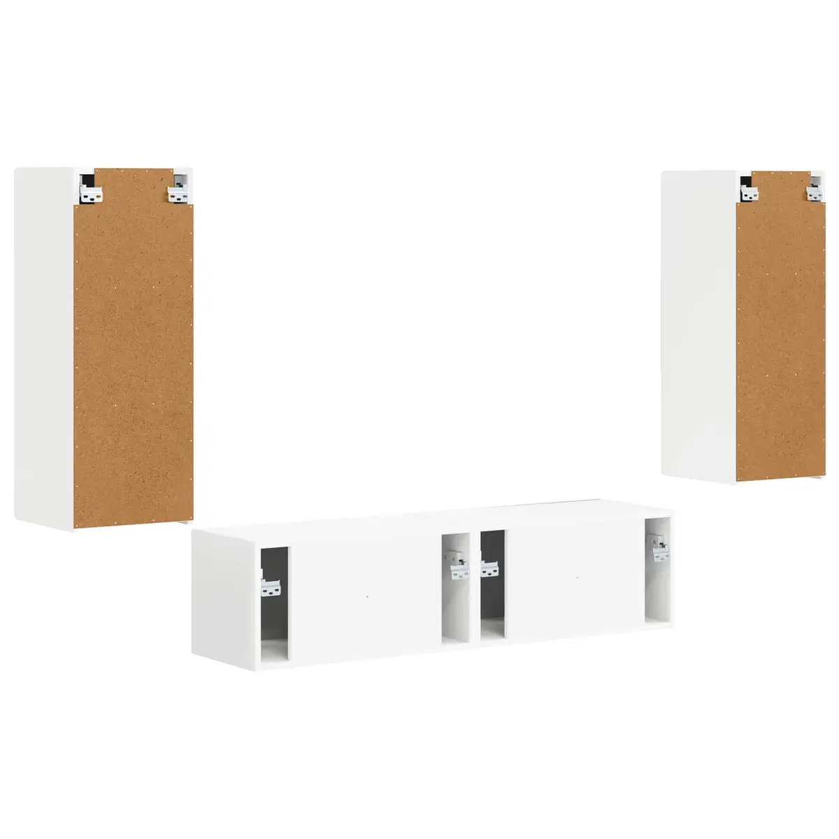 Wall-mounted TV Cabinet Set Engineered Wood 2 Pieces White Modern Living Room Storage Unit