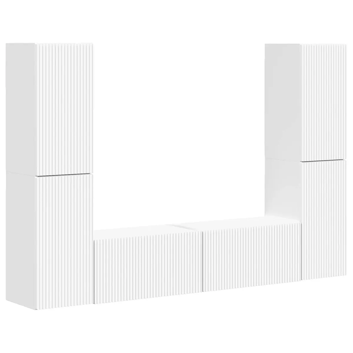 6 Piece TV Stand Set Modern White Storage Unit with Adjustable Shelves and Drawers for Contemporary Entertainment Centre