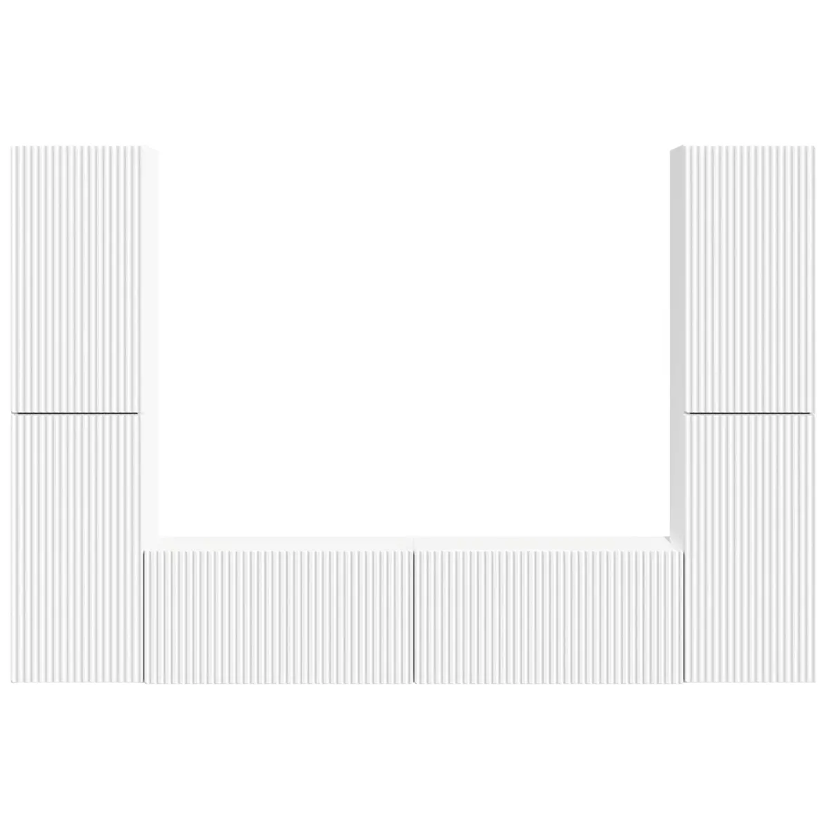 6 Piece TV Stand Set Modern White Storage Unit with Adjustable Shelves and Drawers for Contemporary Entertainment Centre