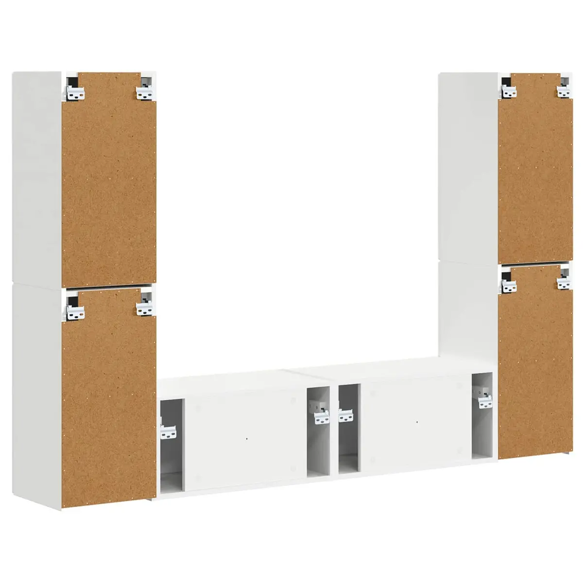 6 Piece TV Stand Set Modern White Storage Unit with Adjustable Shelves and Drawers for Contemporary Entertainment Centre