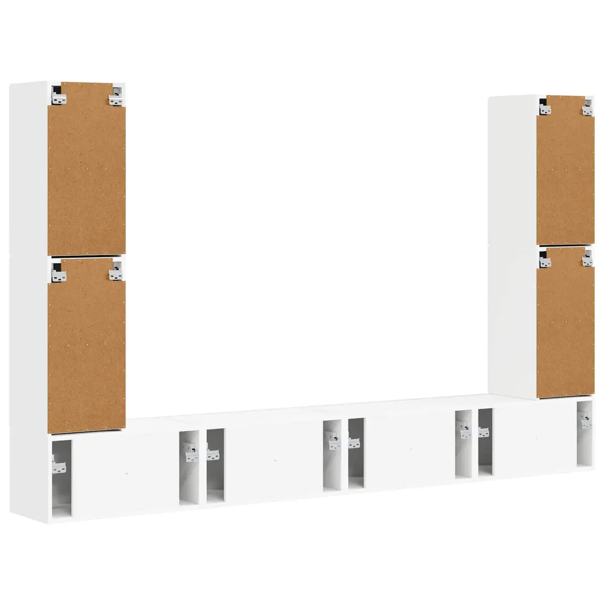 TV Cabinet Set Engineered Wood 8 Pieces White Entertainment Storage Furniture