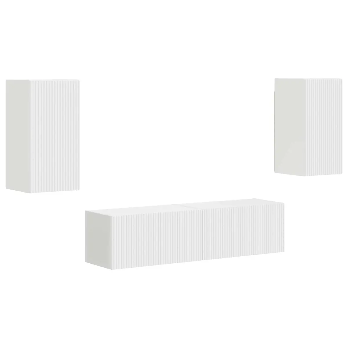 4 Piece White Engineered Wood TV Cabinet Set Multi-Purpose Entertainment Centre Storage Unit for Living Room