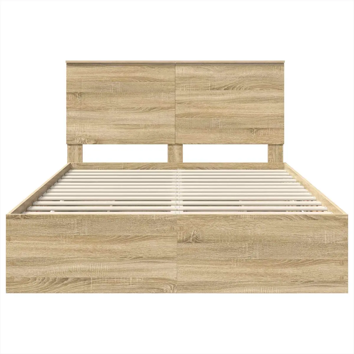 Bed Frame Engineered Wood 150 x 200 cm Brown Modern with Storage Drawer