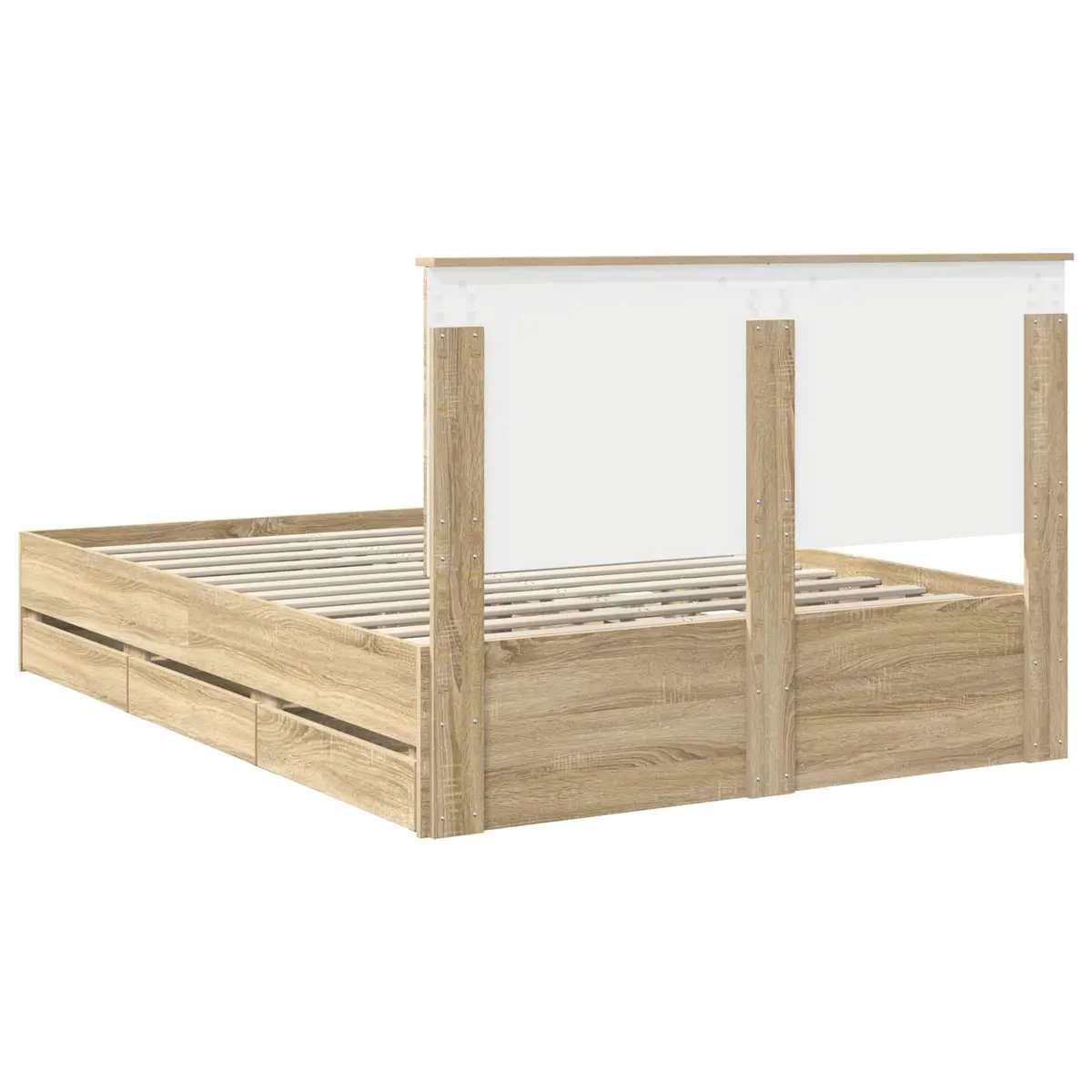 Bed Frame Engineered Wood 150 x 200 cm Brown Modern with Storage Drawer