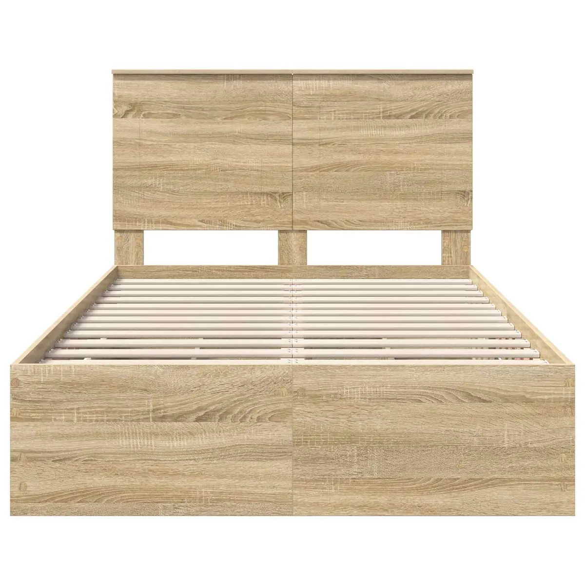 Storage Drawer Bed Frame Engineered Wood 135 x 190 cm Modern Sonoma Oak
