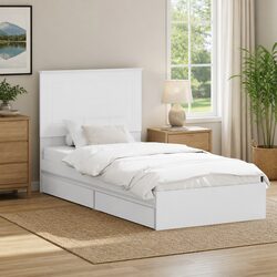 Practical Storage Bed Frame with Headboard for Real Life 90 x 190 cm