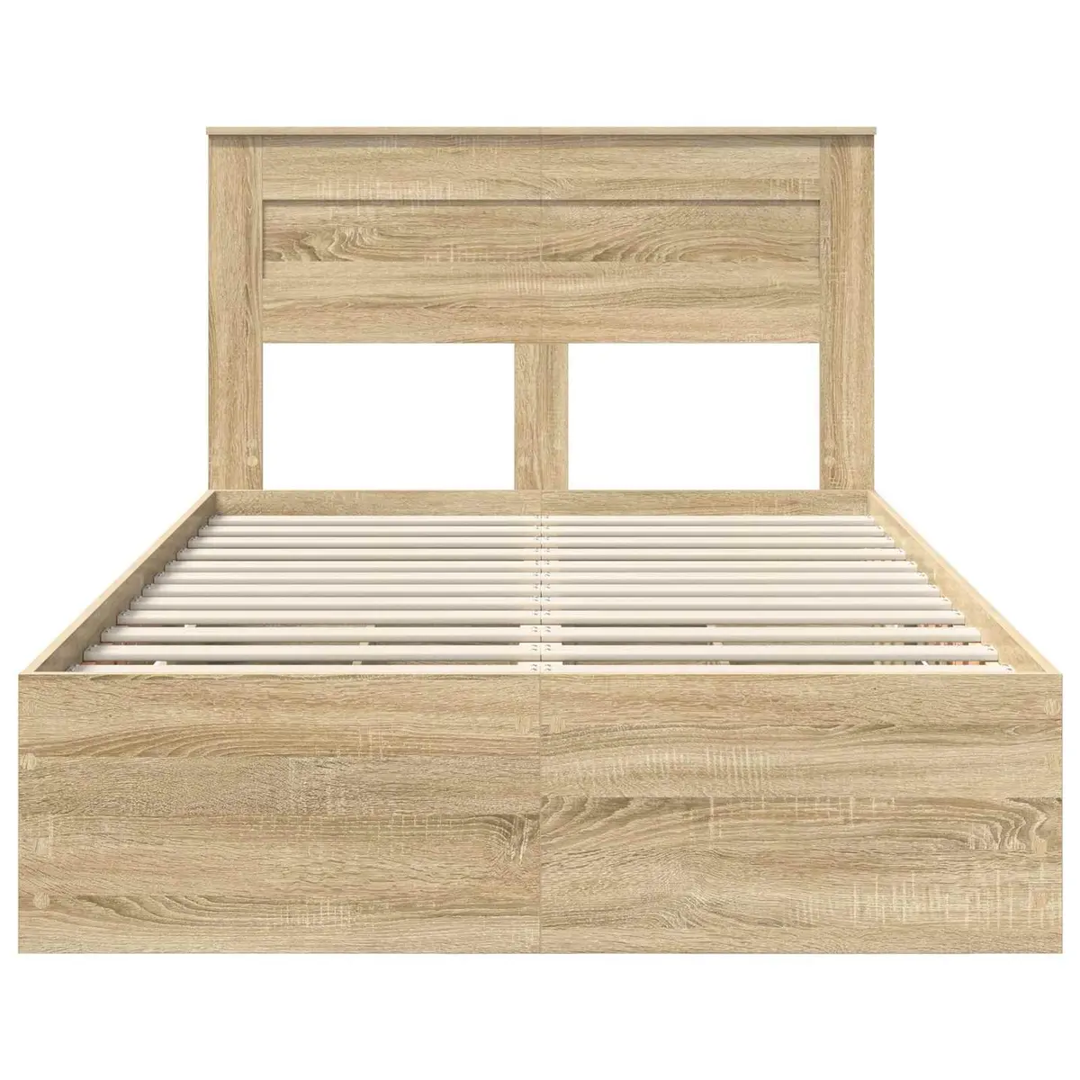 Storage Drawer Bed Frame Engineered Wood 135 x 190 cm Brown Sonoma Oak