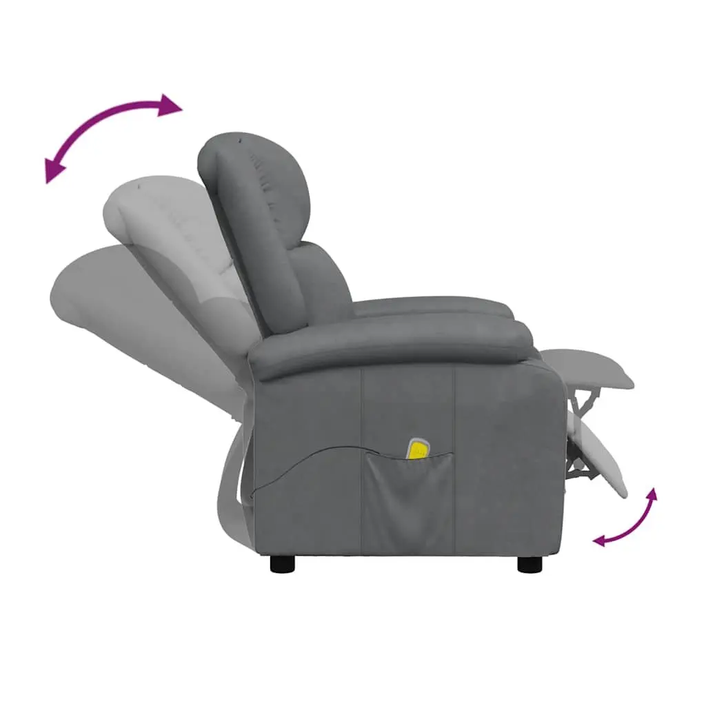 Electric Massage Chair Faux Leather Grey Reclining 3 Positions