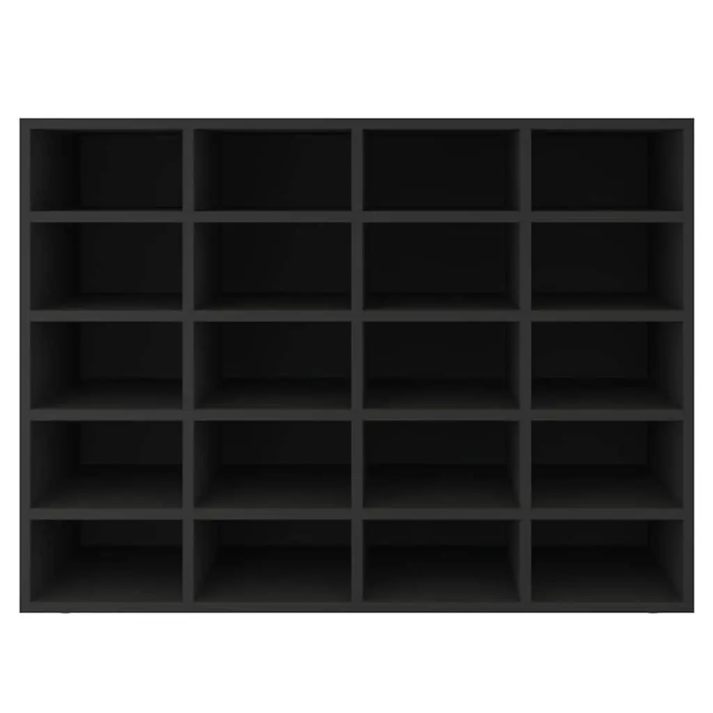 Shoe Organiser Wall Mount Black Engineered Wood 20 Compartments Storage Rack 92 x 30 x 67.5 cm
