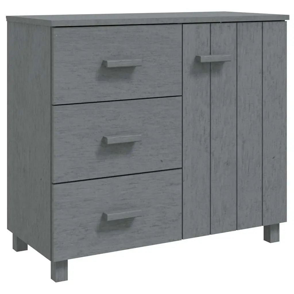 Solid Pinewood Sideboard Storage Cabinet with Door and Sliding Drawers Grey