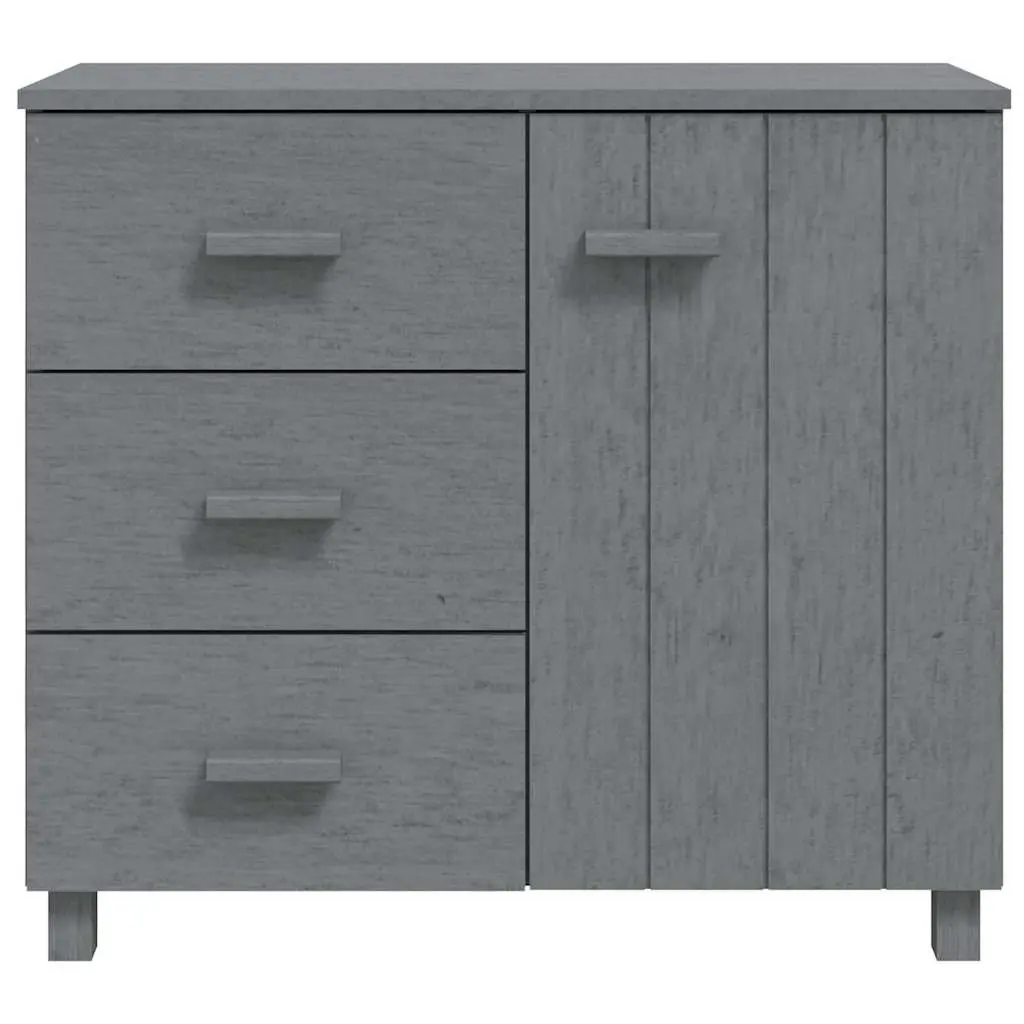 Solid Pinewood Sideboard Storage Cabinet with Door and Sliding Drawers Grey