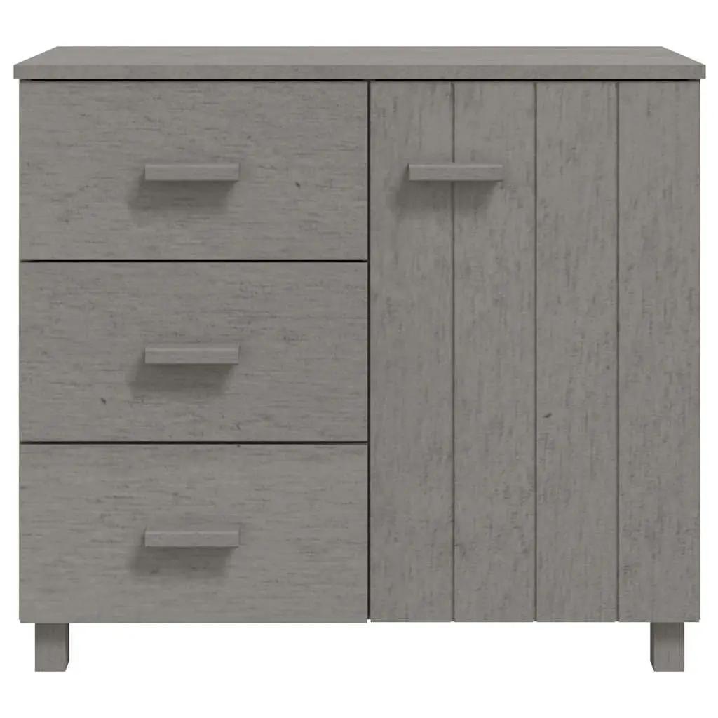 Sideboard Solid Pinewood Grey 90cm W x 40cm D x 80cm H with 1 Door and 3 Sliding Drawers Storage Cabinet