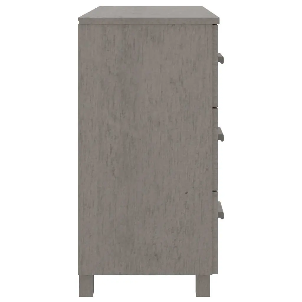Sideboard Solid Pinewood Grey 90cm W x 40cm D x 80cm H with 1 Door and 3 Sliding Drawers Storage Cabinet