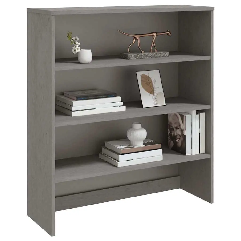 Grey Pinewood Highboard Storage Unit 90x30x100cm
