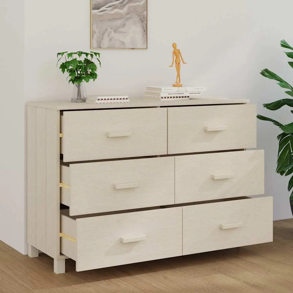 Sideboard Buffet Cabinet Honey Brown 113x40x80cm Solid Pine Wood 6 Drawers