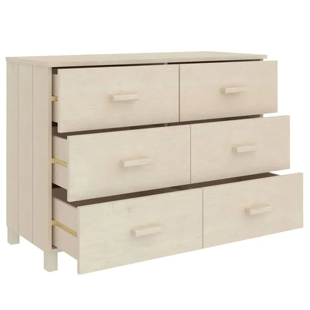 Sideboard Buffet Cabinet Honey Brown 113x40x80cm Solid Pine Wood 6 Drawers