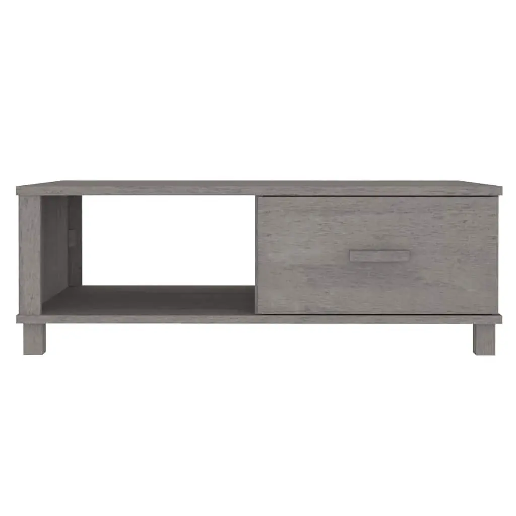 Grey Wooden Coffee Table with Storage Compartment and Drawer Solid Pinewood 100x55x35cm