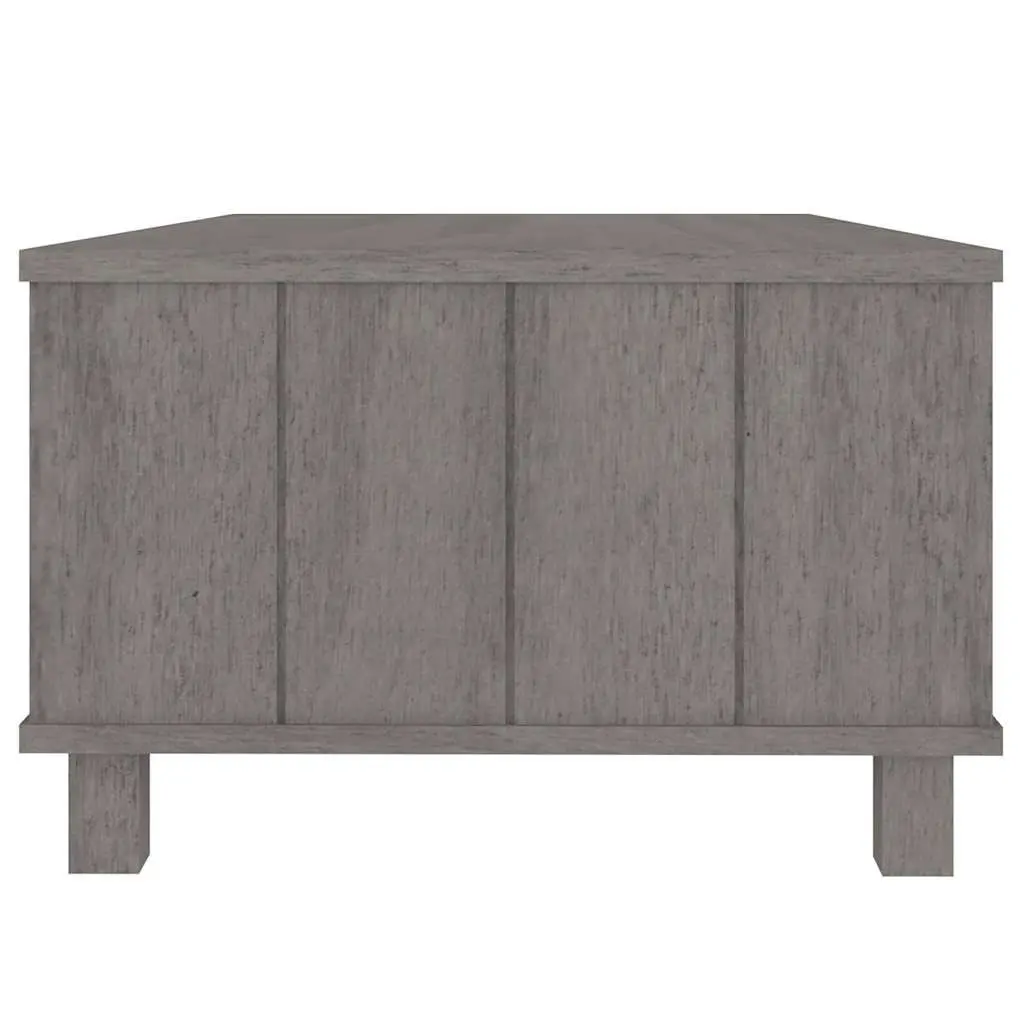 Grey Wooden Coffee Table with Storage Compartment and Drawer Solid Pinewood 100x55x35cm
